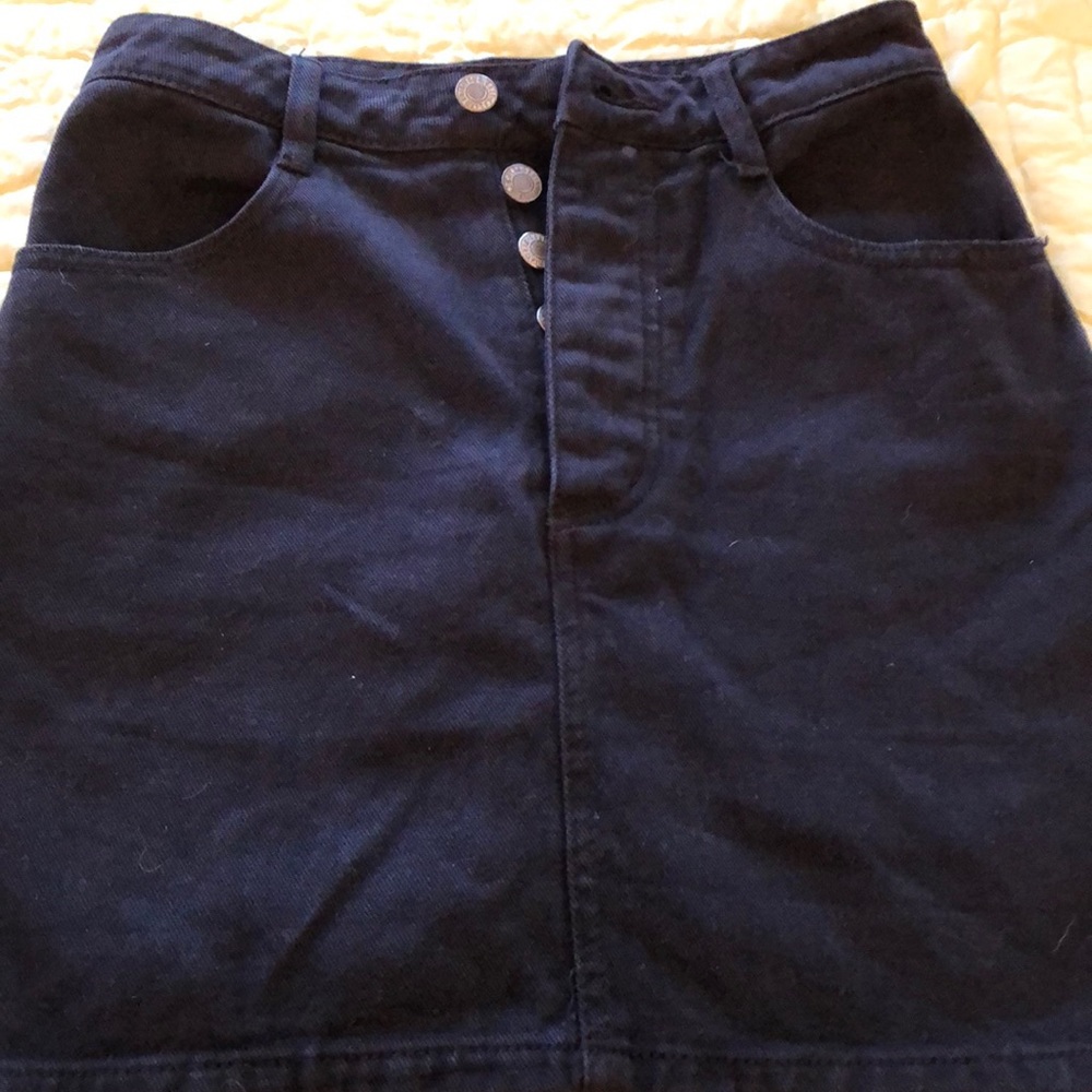 John Galt black button-fly mini skirt - S